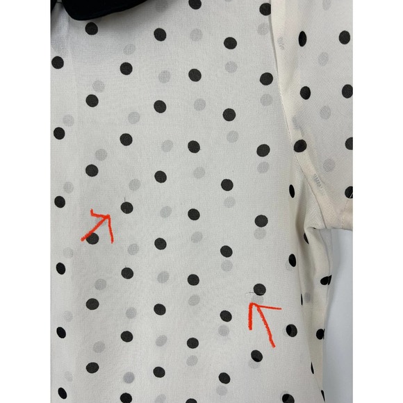 Black and Ivory Polka Dot Short Sleeve Blouse Sz Small - Picture 5 of 8